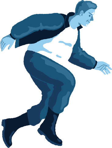 Пухлый мужчина прыгает, вид сбоку в PNG, SVG