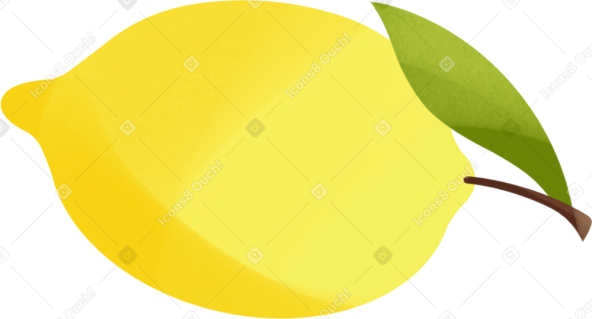 lemon with leaf Illustration in PNG, SVG