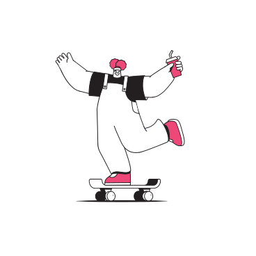 Mädchen mit getränk auf skateboard animierte Grafik in GIF, Lottie (JSON), AE