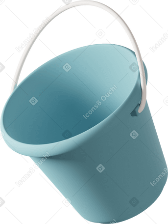 3D blue bucket  Illustration in PNG, SVG