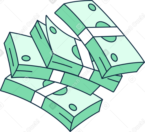 four bundles of money animated illustration in GIF, Lottie (JSON), AE