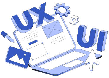 Текст ux/ui с надписью элементов ноутбука и веб-дизайна в PNG, SVG