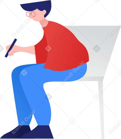 man sitting on the chair and writing Illustration in PNG, SVG