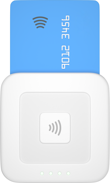reader for contactless and chip with credit card front view в PNG, SVG