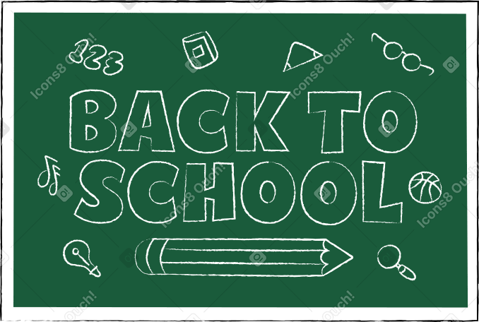 lettering back to school with chalk effects and board text PNG, SVG