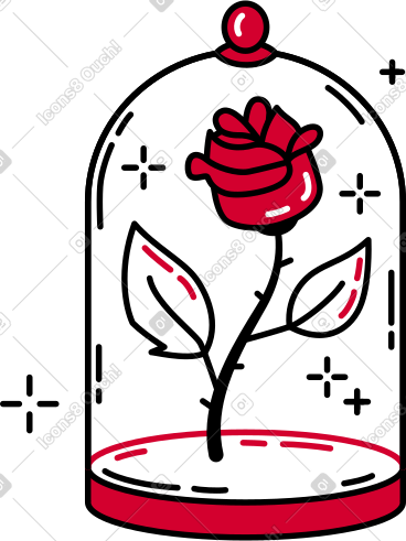 Rose in a glass dome PNG, SVG