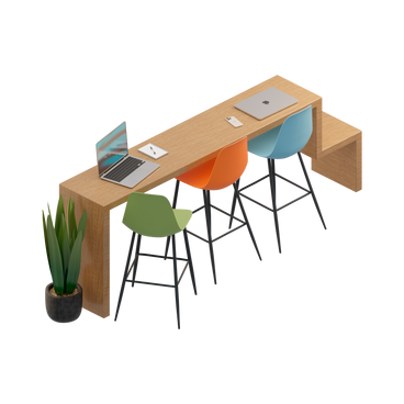 Isometric co-working table with bar stools PNG, SVG