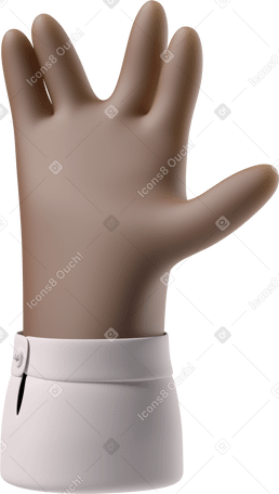 3D Main de peau noire faisant le salut vulcain PNG, SVG