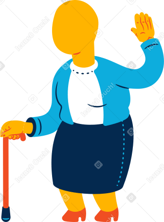 chubby old woman greeting Illustration in PNG, SVG