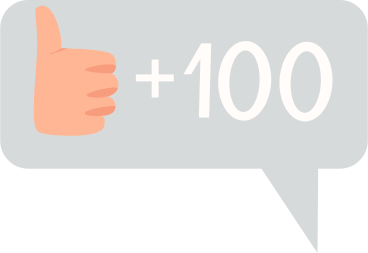 one hundred thumbs up in a speech bubble PNG, SVG