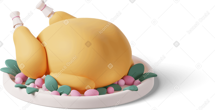 3D Turkey on a platter Illustration in PNG, SVG