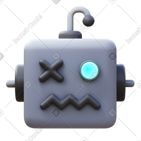 3D broken robot PNG, SVG