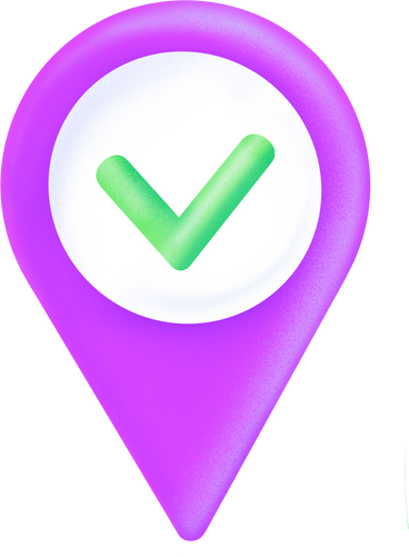 Geolocation sign with a checkmark в PNG, SVG