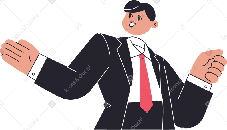 man in tuxedo presenting something Illustration in PNG, SVG