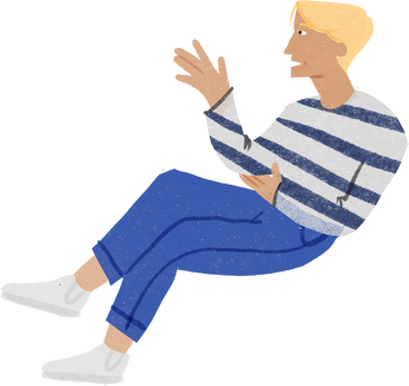 Blond man sitting and activly talking PNG、SVG