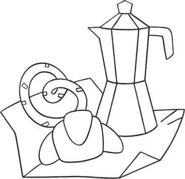 Coffee and baked goods on a napkin PNG、SVG