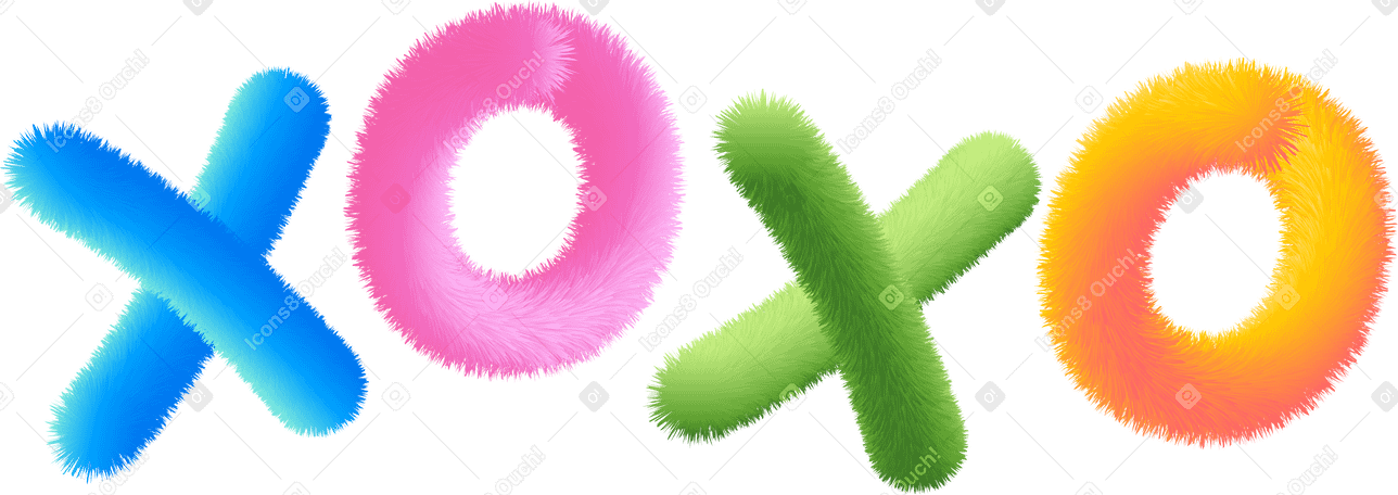 lettering xoxo in multicolored style text PNG、SVG