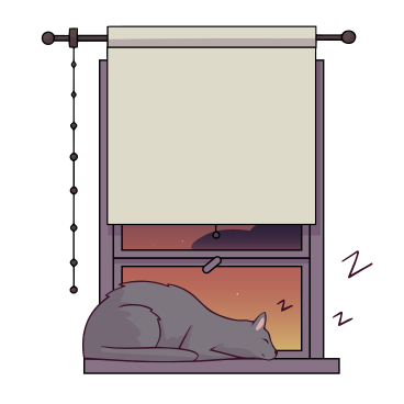 Кот спит на подоконнике во время заката в PNG, SVG