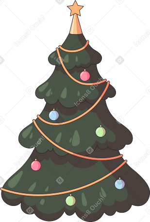 decorated christmas tree PNG, SVG