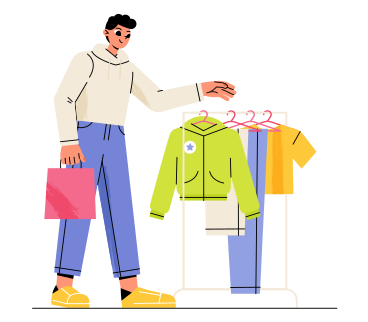 L'homme achète des vêtements en vente PNG, SVG