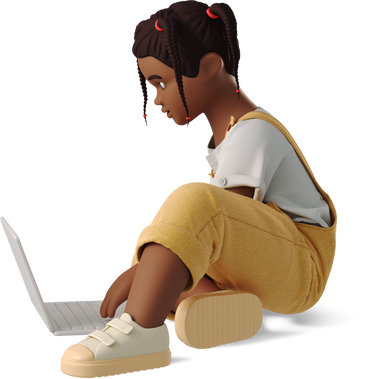 little girl with a laptop PNG、SVG