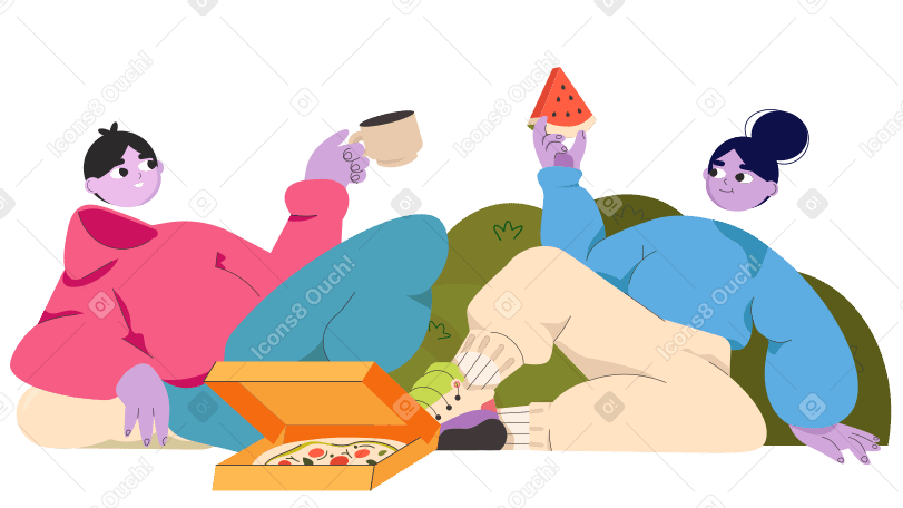 Picnic with a friend Illustration in PNG, SVG