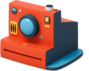 Red instant photo camera PNG, SVG