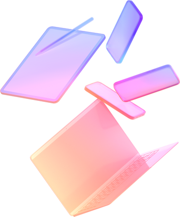 falling neon devices with reflective shadows PNG, SVG