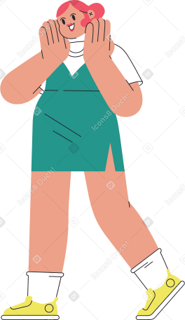 girl with hands on her face Illustration in PNG, SVG