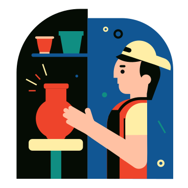 Man making a vase on potter's wheel PNG, SVG