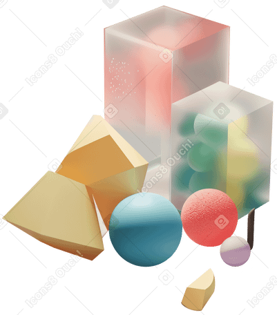 3D abstract composition with colorful plastic objects в PNG, SVG