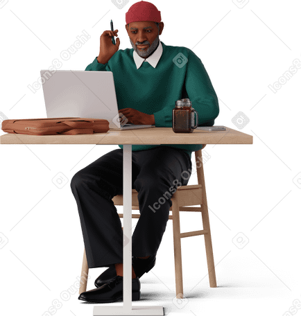 3D man working online PNG, SVG