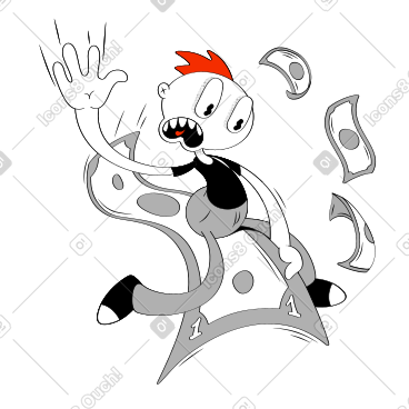 Confused man riding a dollar bill PNG, SVG
