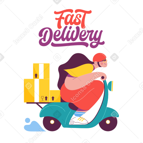 Schriftzug fast delivery mit liefermädchen PNG, SVG