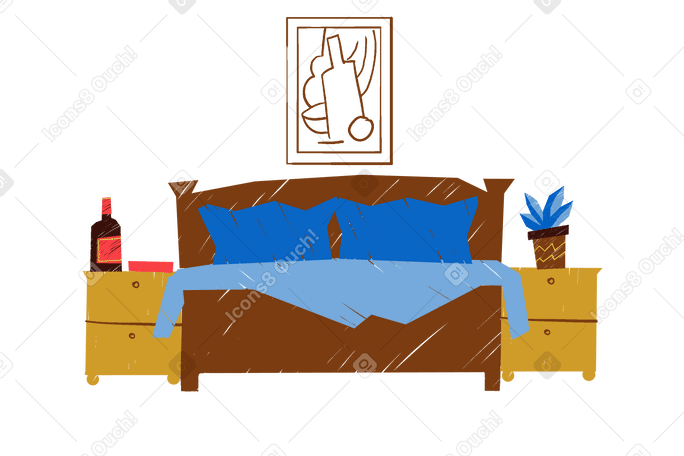 Bedroom Illustration in PNG, SVG