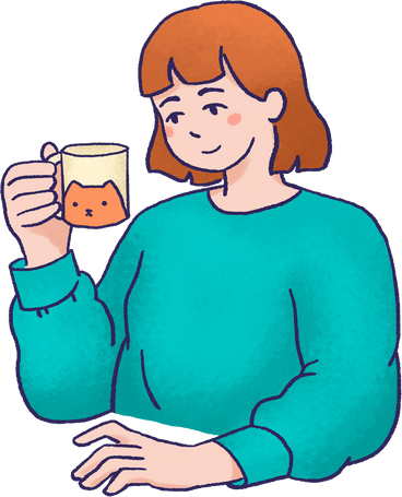 young woman holding cup PNG, SVG