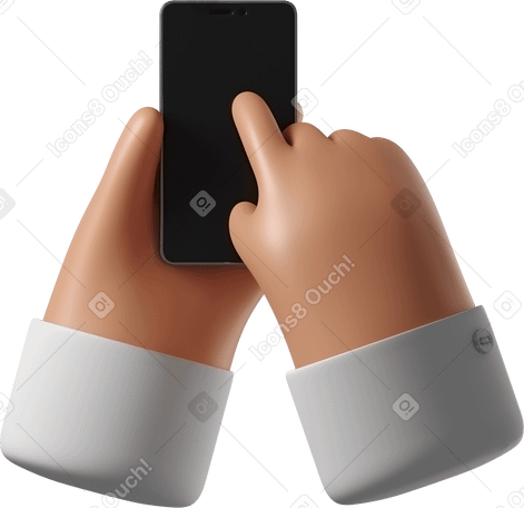 3D Руки с загорелой кожей держат телефон в PNG, SVG