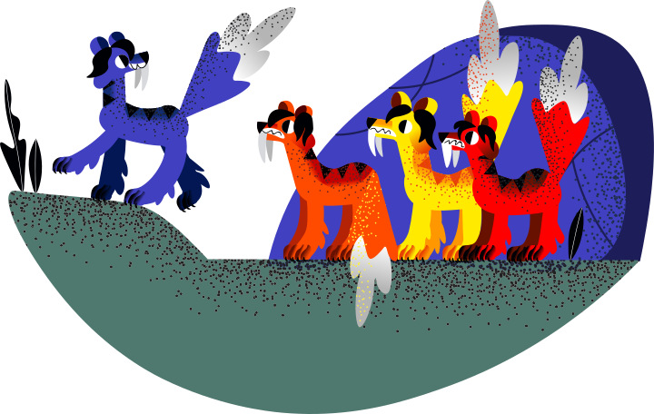 Animals come out of the cave Illustration in PNG, SVG