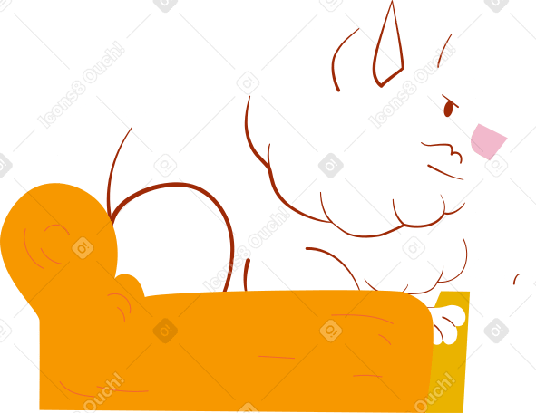 white pomeranian dog in the chair Illustration in PNG, SVG
