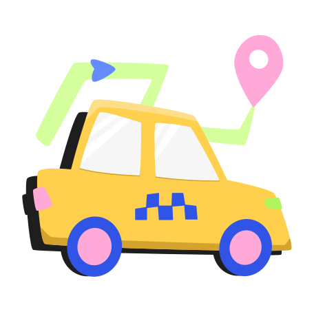 Taxi rides to the destination Illustration in PNG, SVG