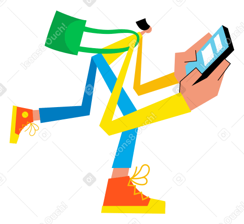 Man sending messages from his his phone Illustration in PNG, SVG