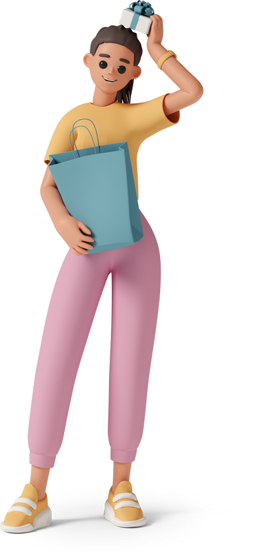 girl with shopping bag and gift box PNG, SVG
