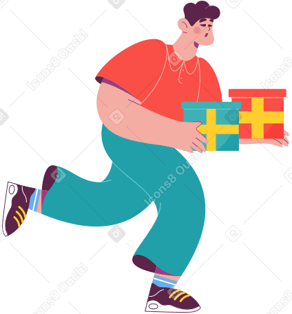 running man with gift boxes PNG, SVG