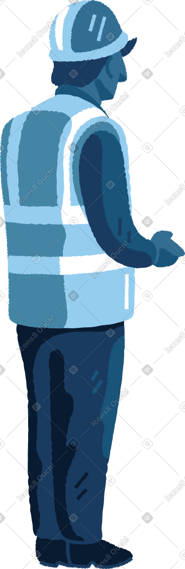 Builder man standing back PNG, SVG