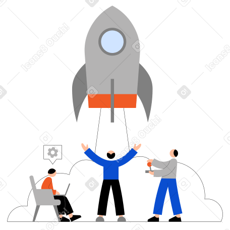 Запуск ракеты как метафора стартапа в PNG, SVG