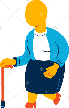 chubby old woman walking Illustration in PNG, SVG