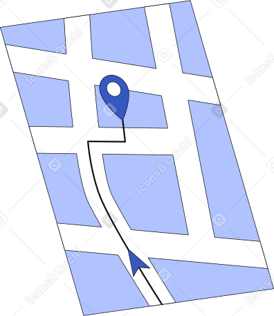 map and route screen Illustration in PNG, SVG