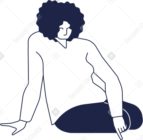 woman with afro hair is sitting on floor Illustration in PNG, SVG