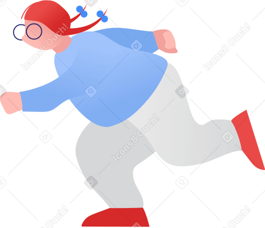 fat girl running Illustration in PNG, SVG