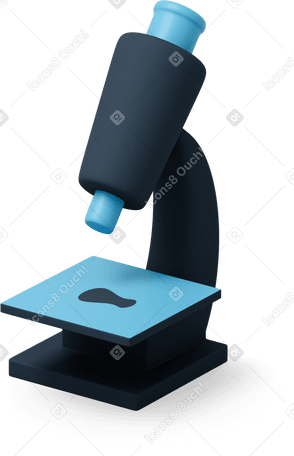3D Black and blue microscope Illustration in PNG, SVG